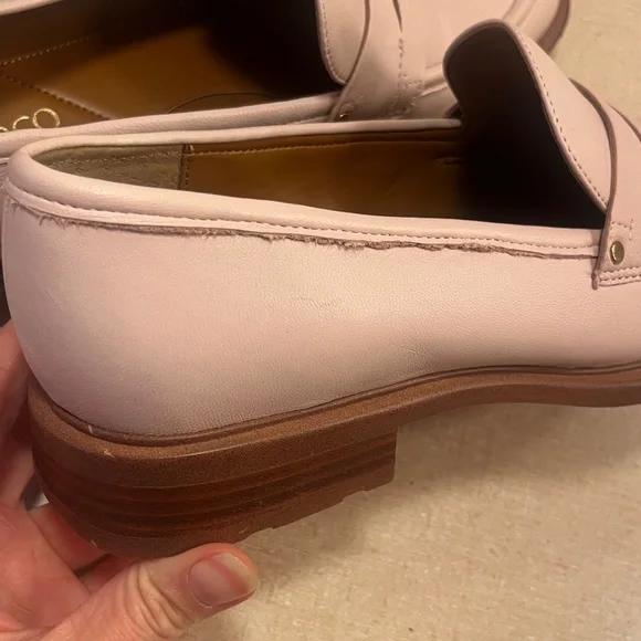 Franco Sarto Edith 2 penny loafer light pink leather wide almond toe block heel - Picture 12 of 16